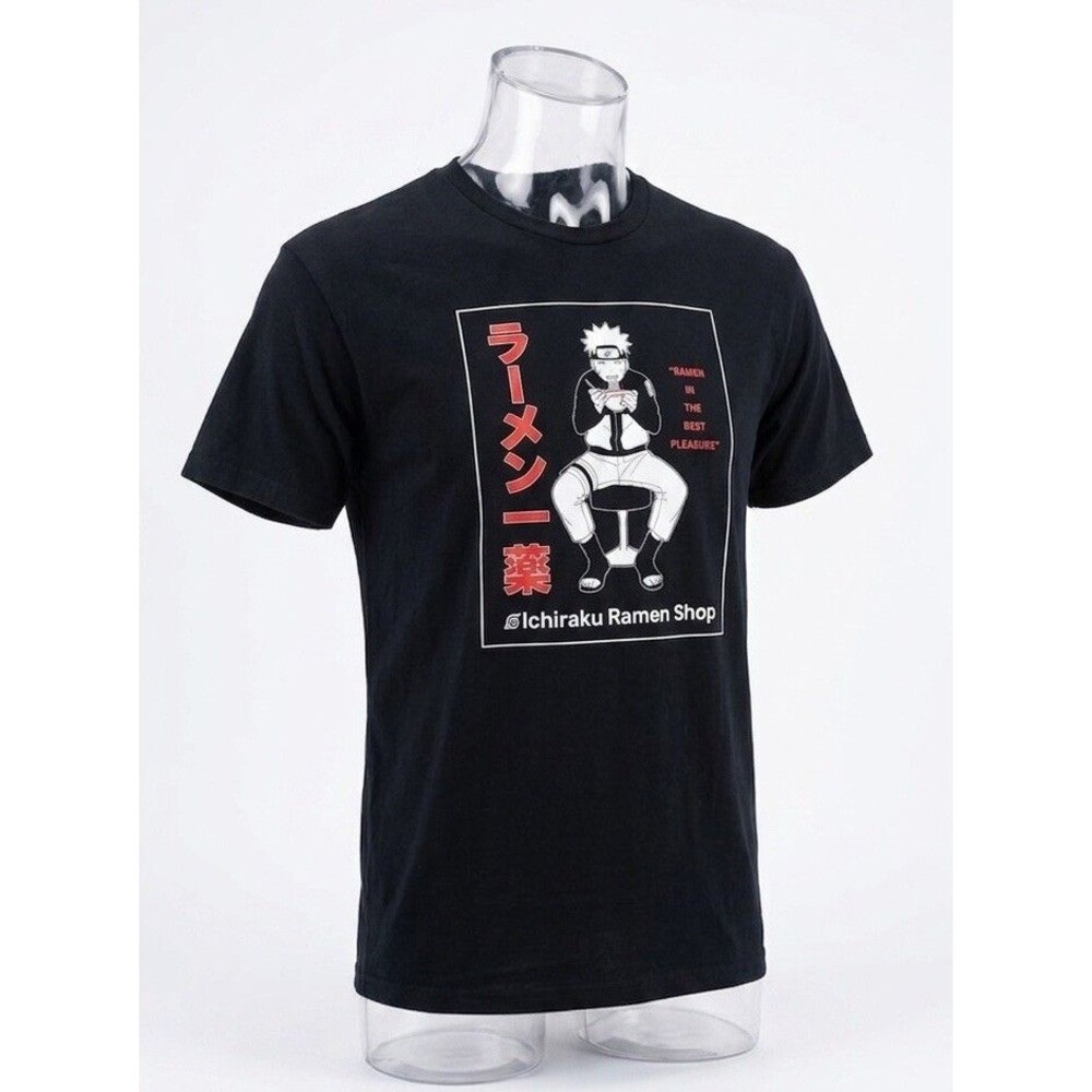 Naruto Shippuden Ichiraku Ramen Shop Shirt Men's Large L Black Cotton Tee Anime